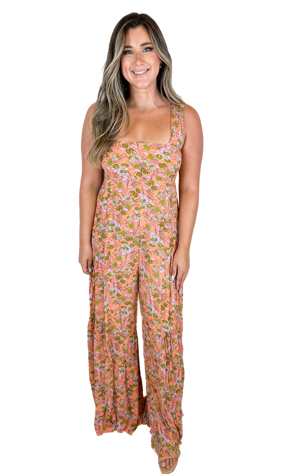 Free People ONE Aloha One Piece Wide Leg Floral Jumpsuit (M)