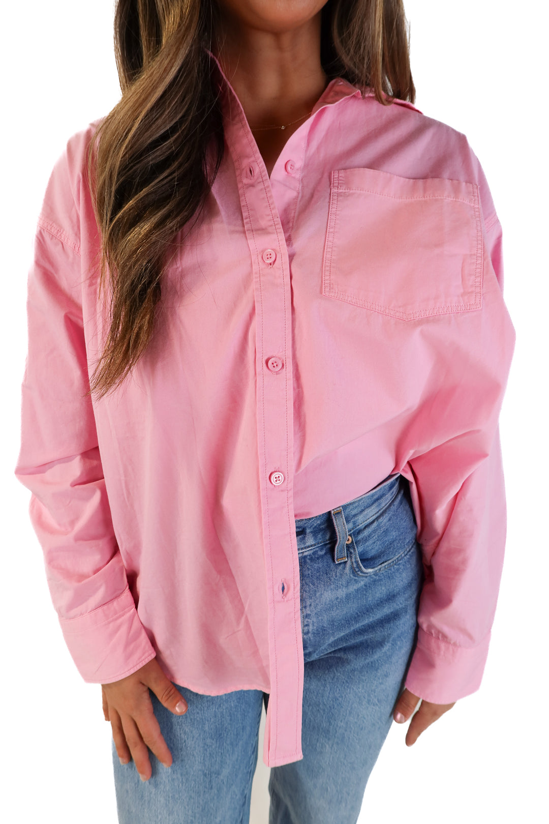 J.crew pink oversized linen button up (M)