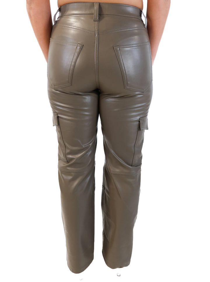 Abercrombie & Fitch brown vegan leather cargo pants (US8; retail $110)