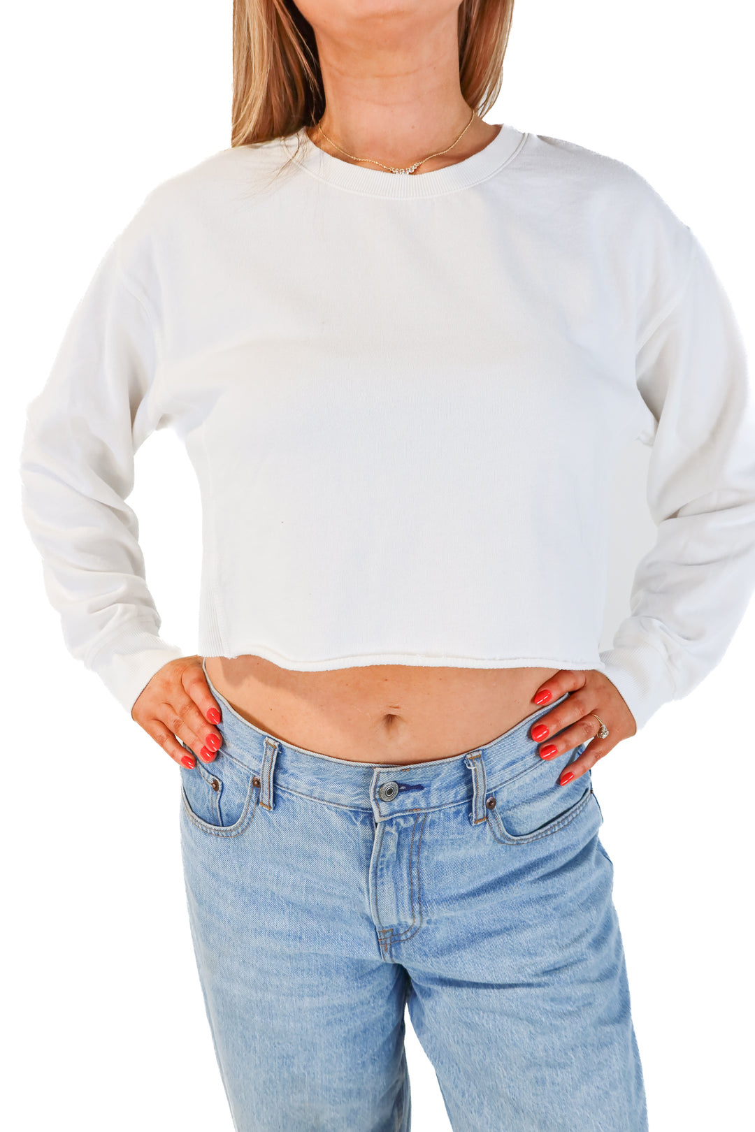 Bobi white cropped crewneck (L; retail $53)