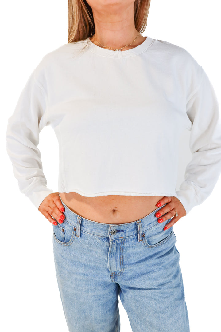 Bobi white cropped crewneck (L; retail $53)