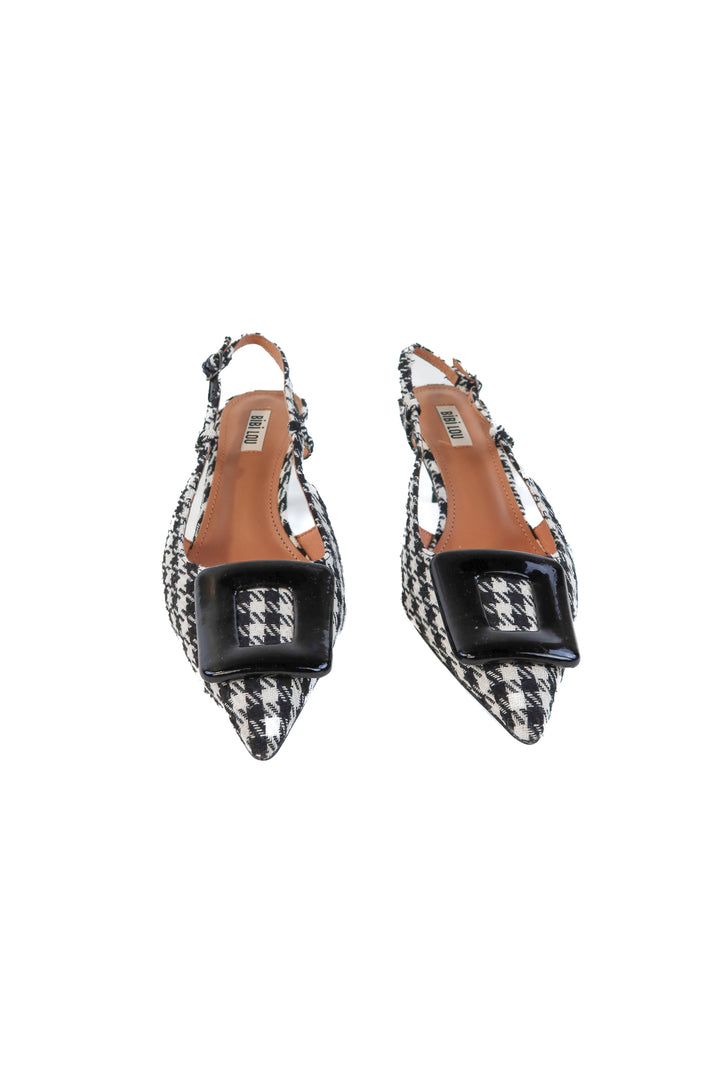 Bibi Lou houndstooth sling back heels NWOT (40; retail $190)