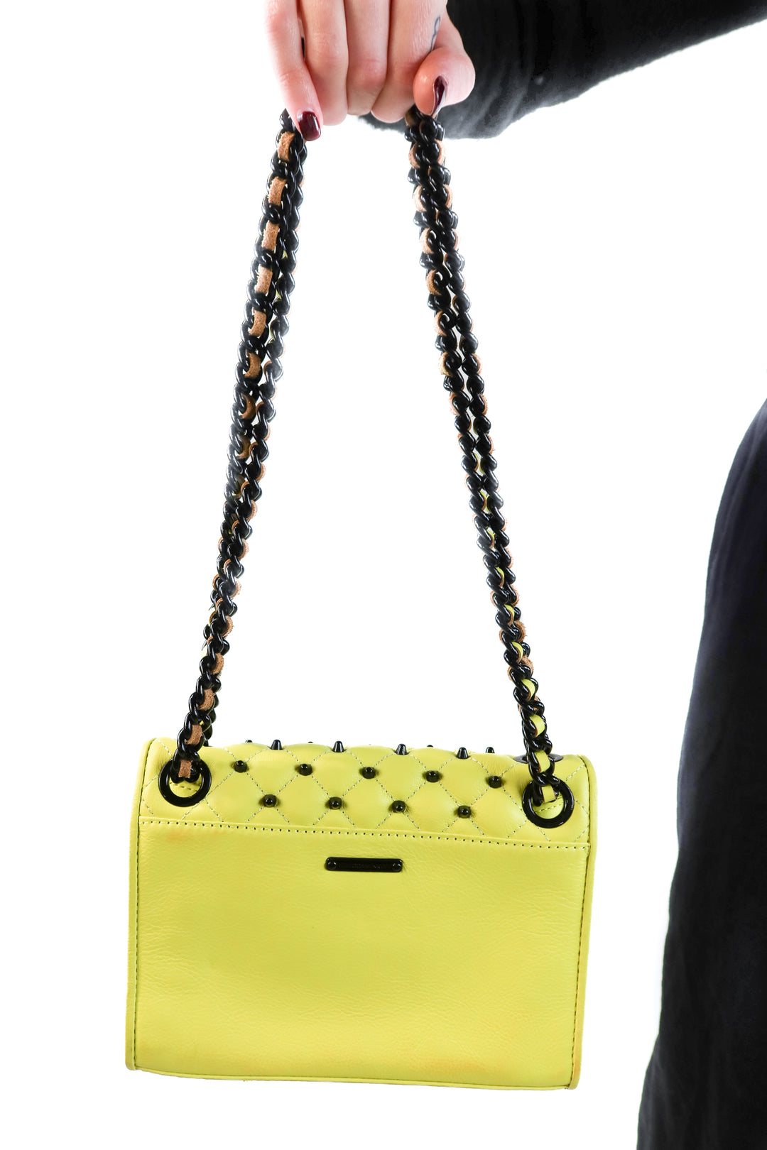 Rebecca Minkoff Neon Yellow Quilted Studded Bag (retail $225)