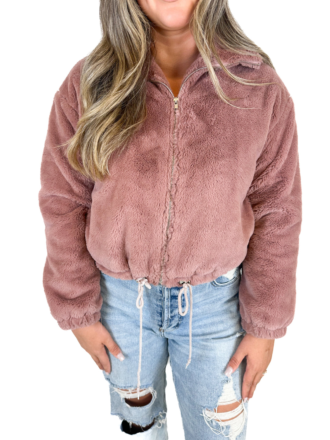 Missguided Mauve Faux Fur Cropped Bomber Jacket (4)