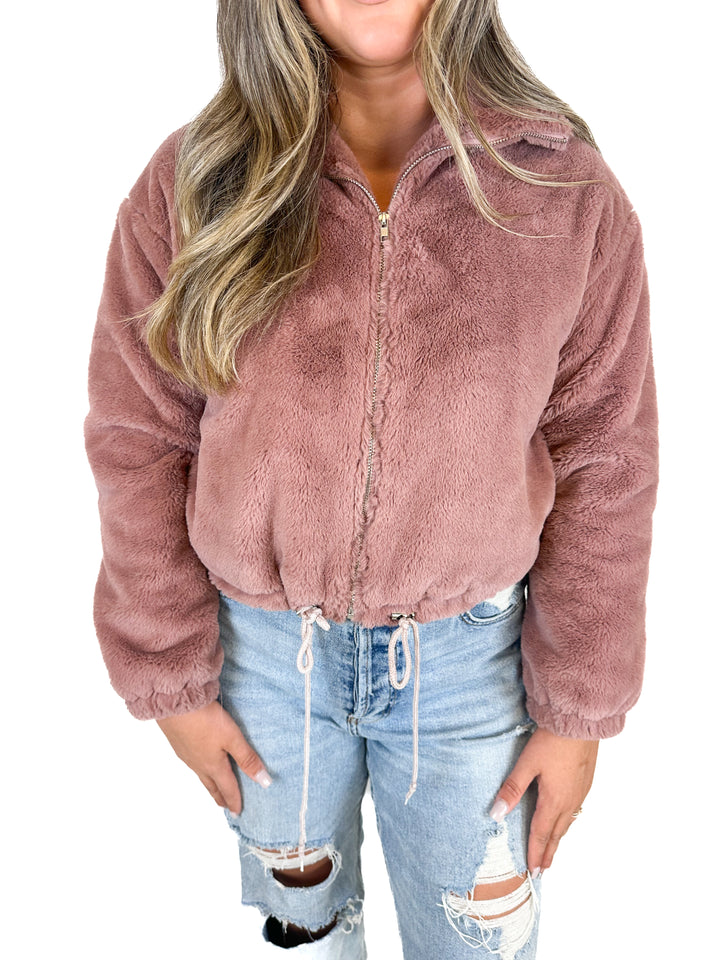 Missguided Mauve Faux Fur Cropped Bomber Jacket (4)