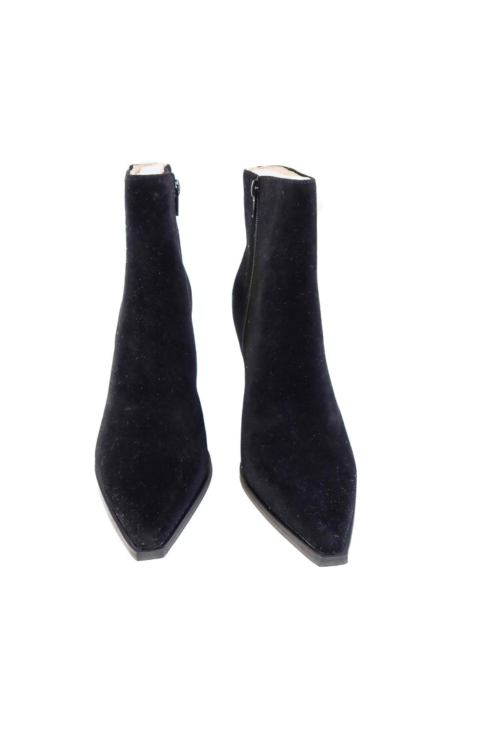Vici black suede pointed toe bootie (10; retails for $64)