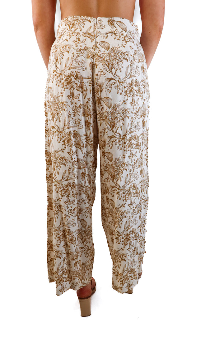 Saint Helena Linen and Viscose Floral Pants (M)