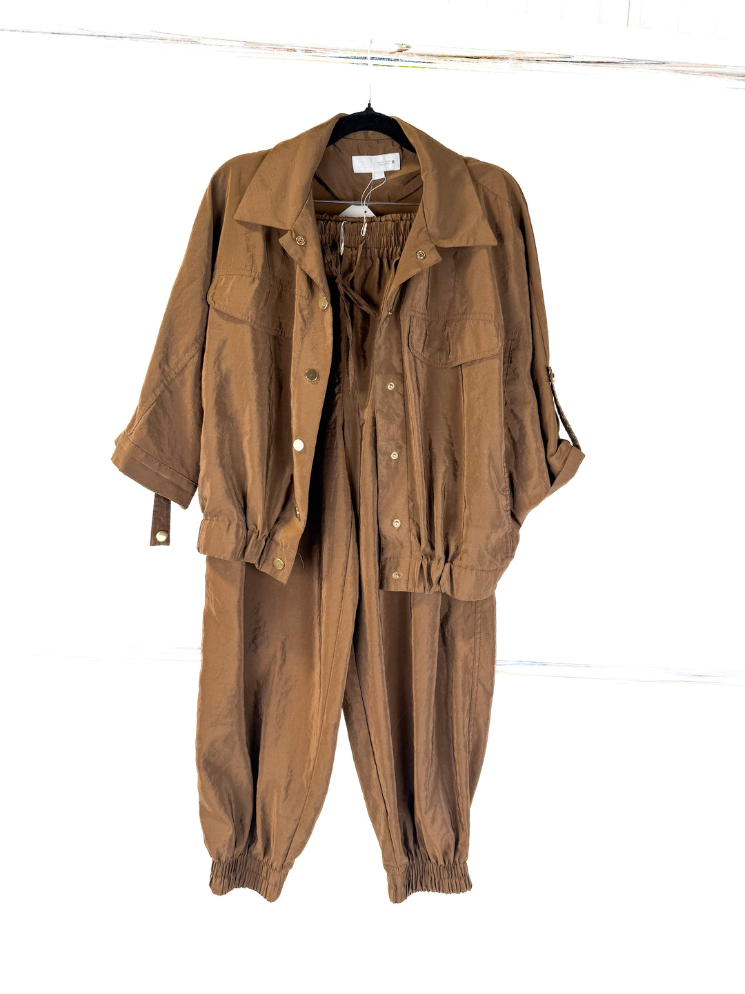 zara brown jogger set (s)