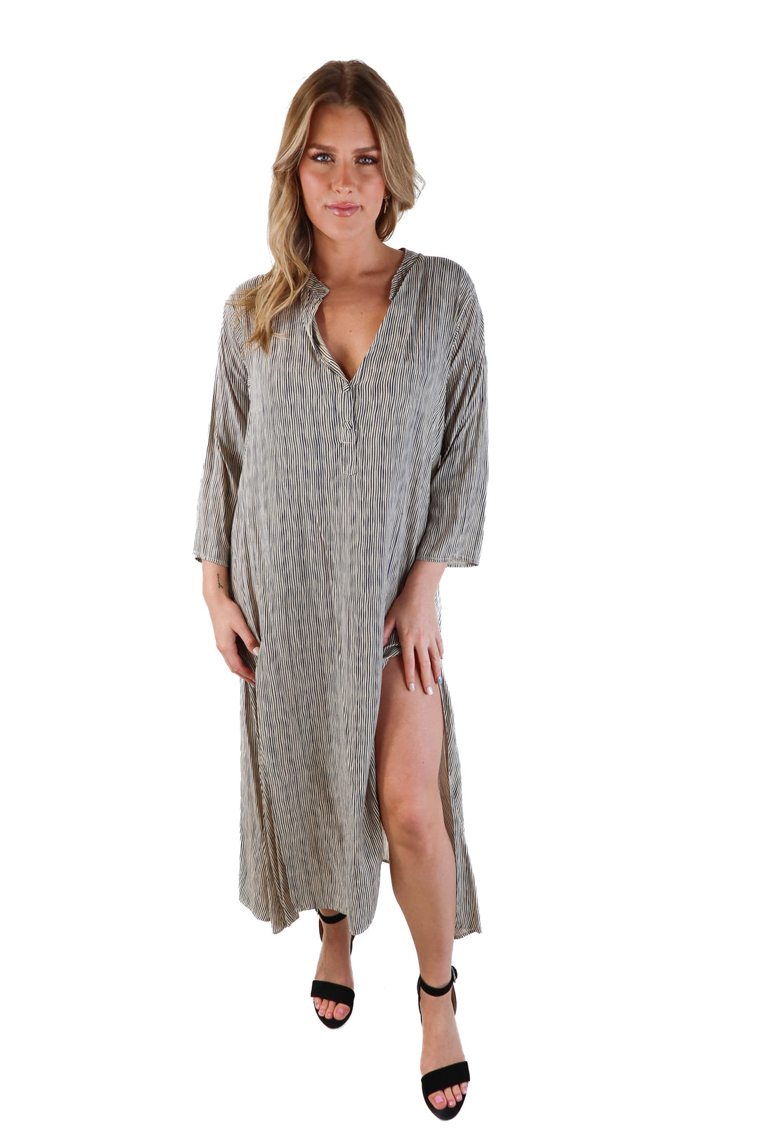 Natalie Martin Striped Midi Dress (M; retail $298)