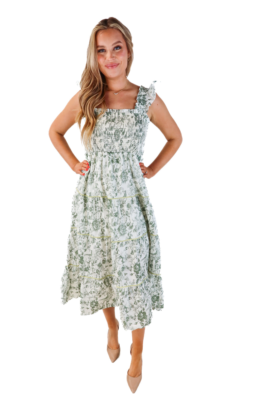 Ultramarine green floral maxi dress (L)