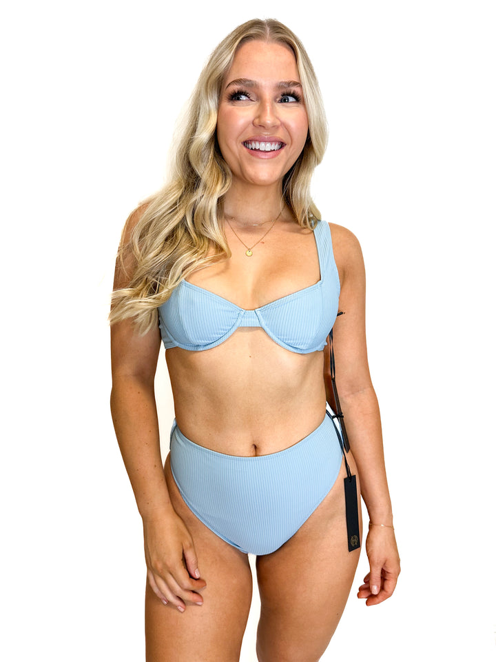 House of Harlow Blue Ribbed Bikini NWT (S)