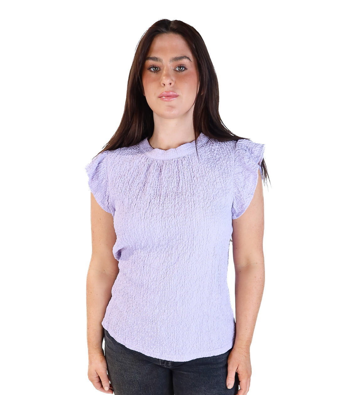 light purple textured button up top (m)