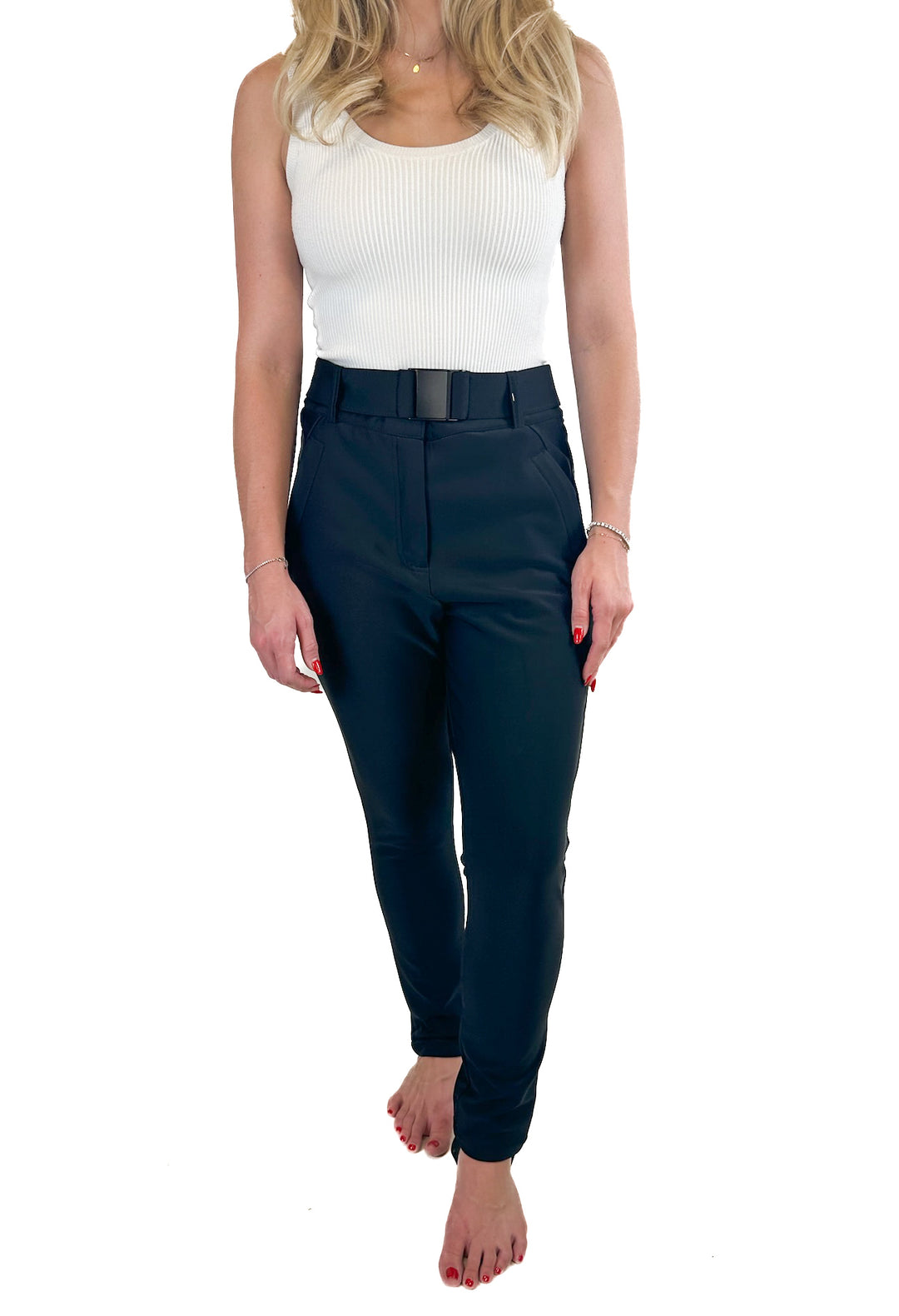 Topshop Sno Fitted Snowpants Black Zip/Snap Belted Waterproof NWT (8; retail $130)