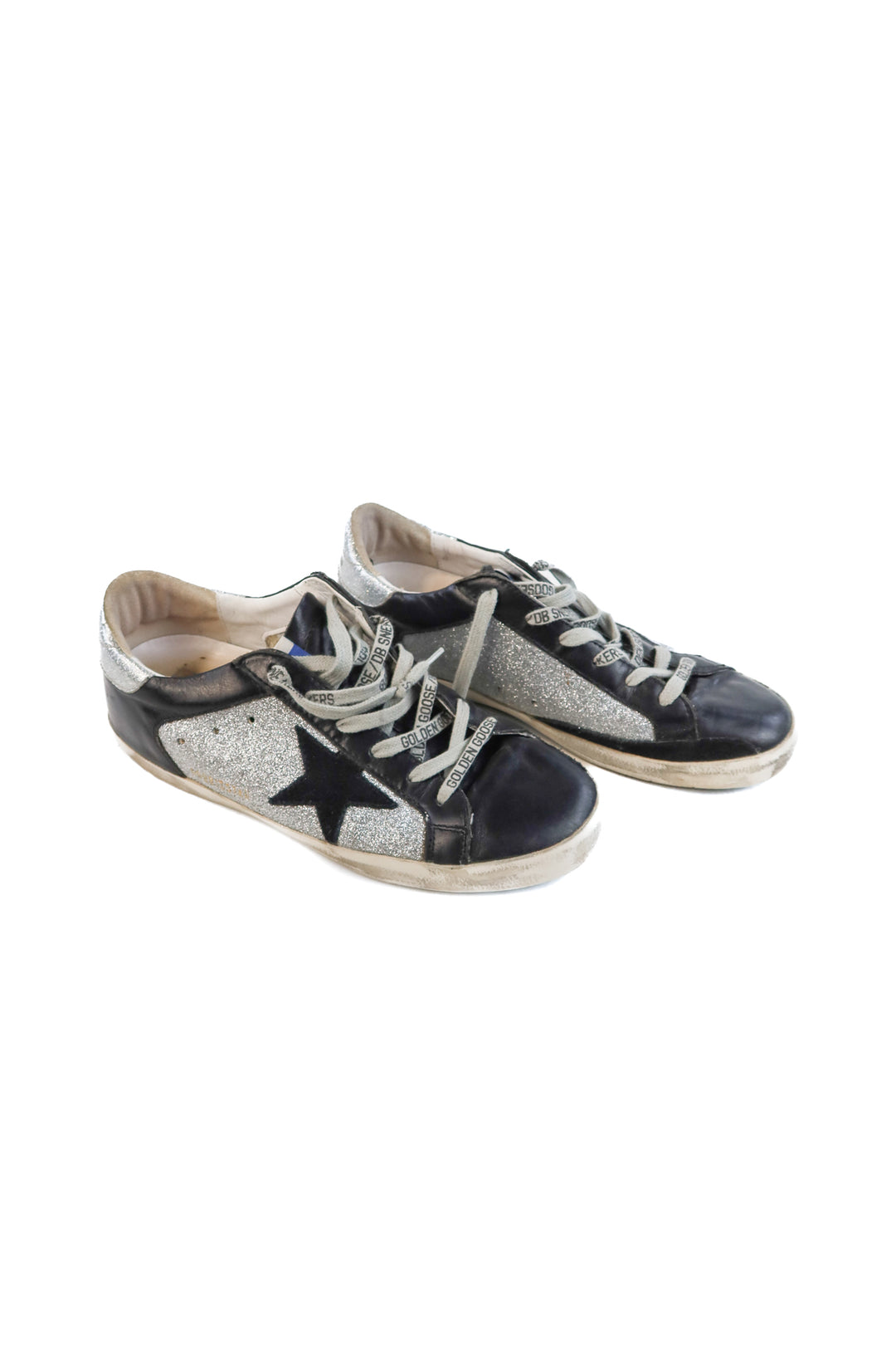 SOLD: Superstar deluxe golden goose black/sparkly silver sneakers (40)