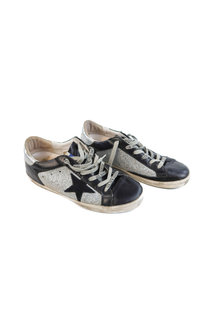 SOLD: Superstar deluxe golden goose black/sparkly silver sneakers (40)