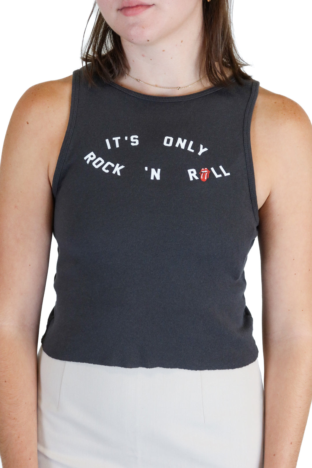 Rolling Stones Faded Black Rock 'N Roll Tank (S)