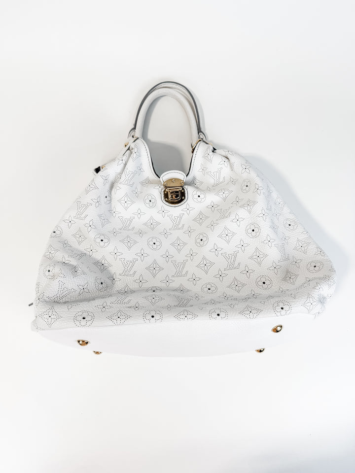 Louis Vuitton XL Hobo Mahina White Leather Bag NWOT (retail $4,350)