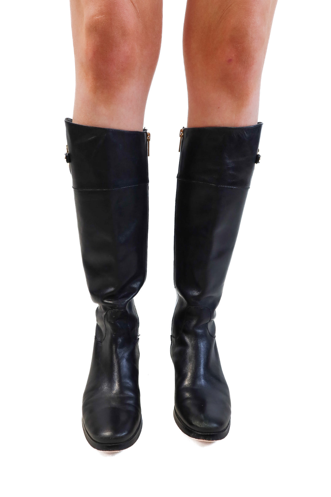 Michael kors black/gold riding boots (7.5; retail $179)