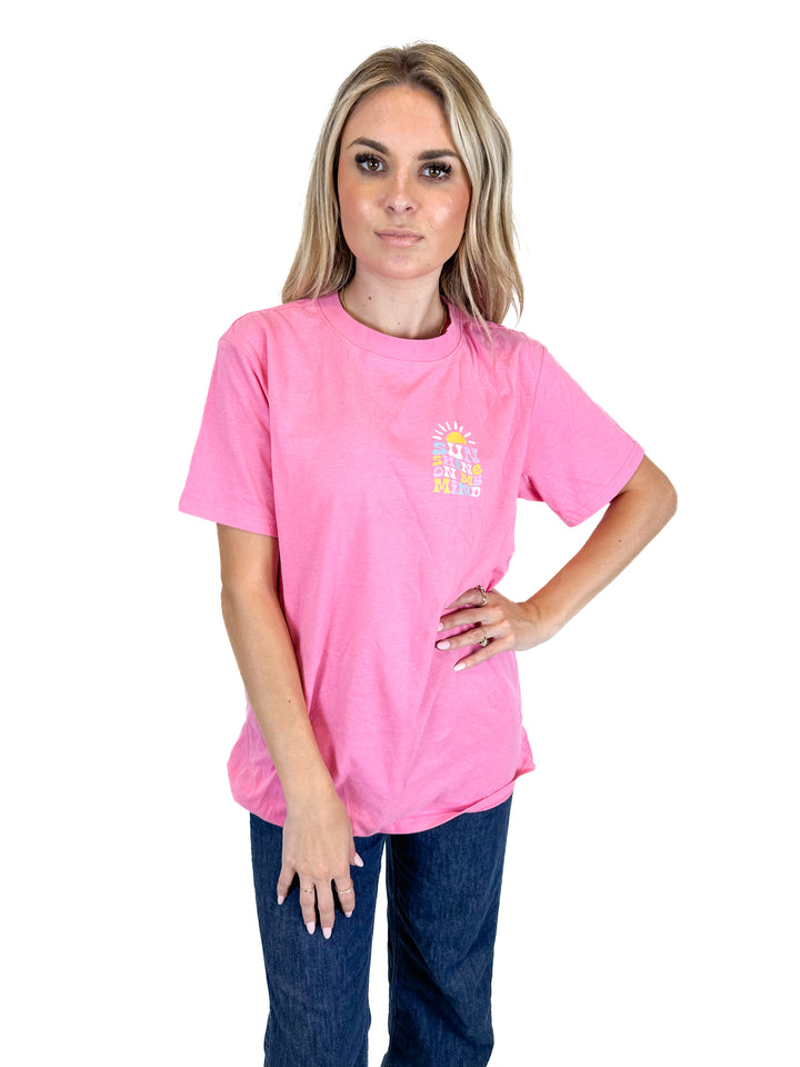 Pink Lily Pink Oversized Hot Pink Graphic T  (S)