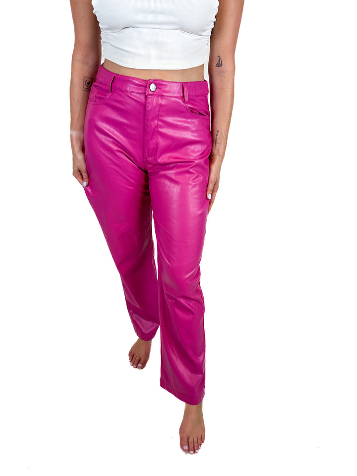 Buddy Love Vegan Leather Pink Pants (L)