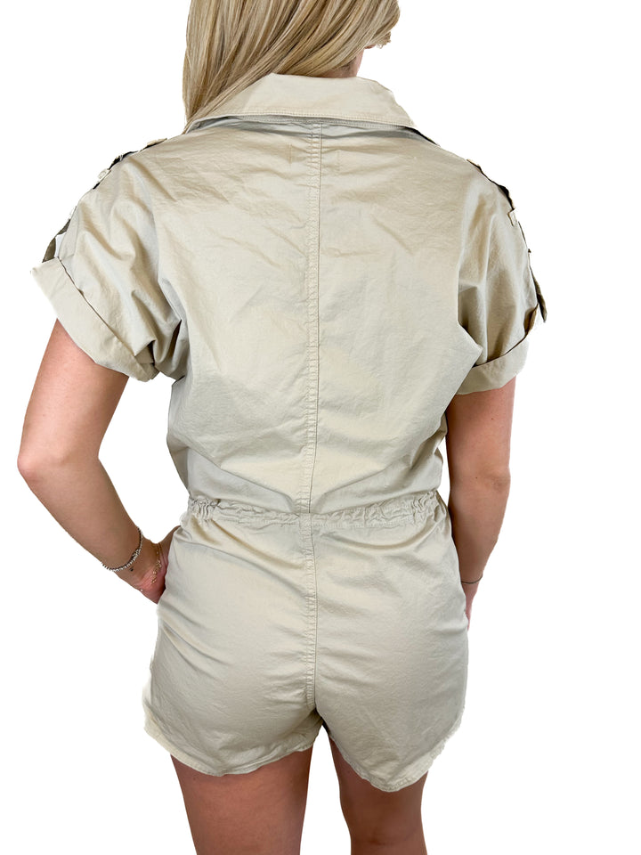 Pistola Meg Short Sleeve Zip Front Romper- (S)