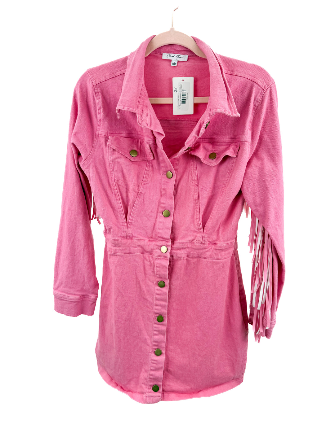 cloud ten pink denim fringe dress (L)