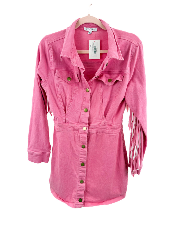 cloud ten pink denim fringe dress (L)