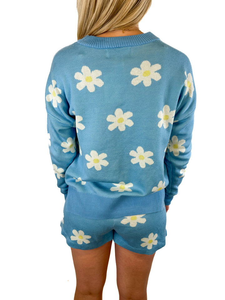 Beach Riot Callie Spring Daisy Sweater and Shorts Set  (XS)