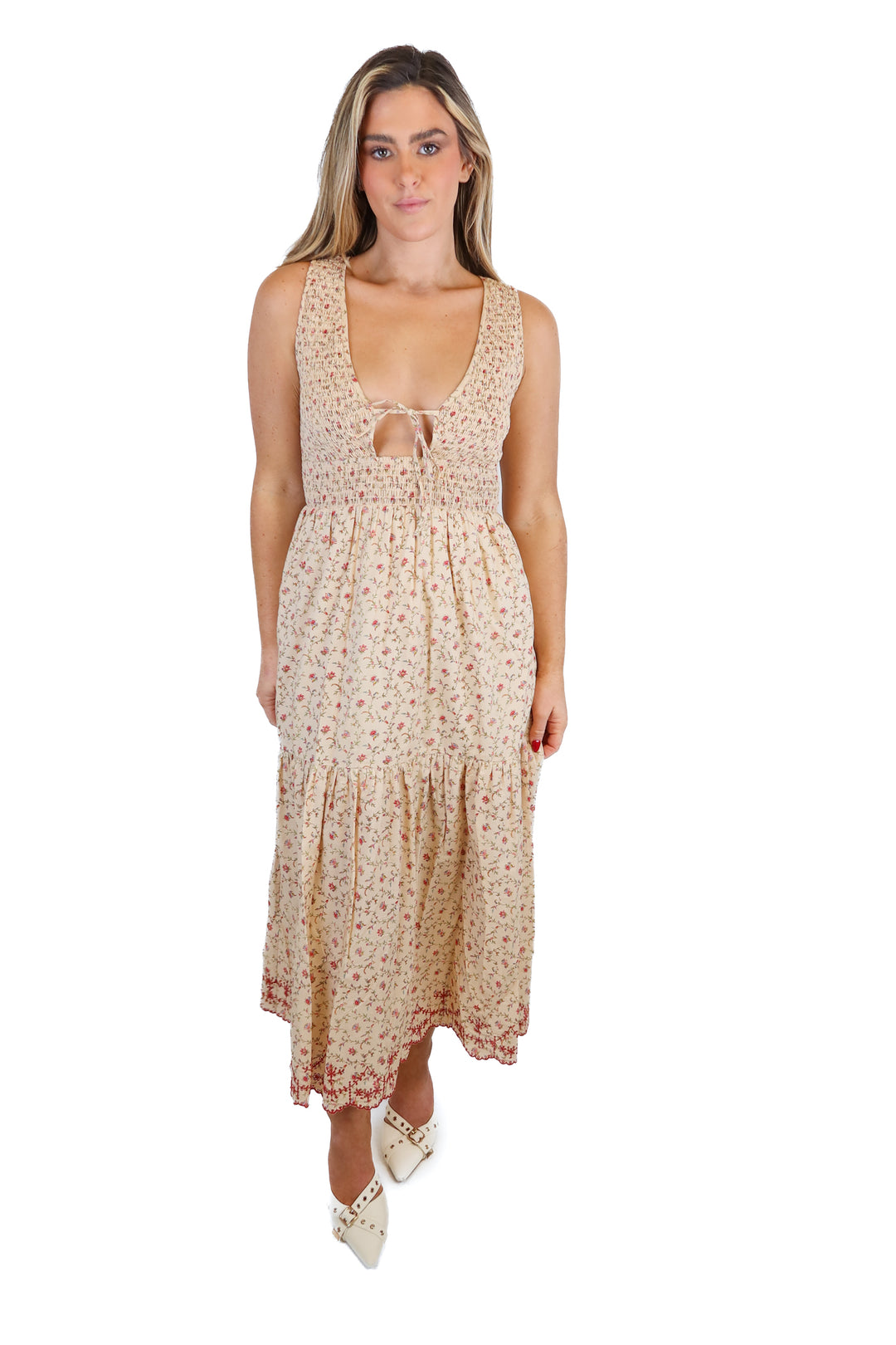 christy dawn brown floral midi dress NWT (s; retails for $368)