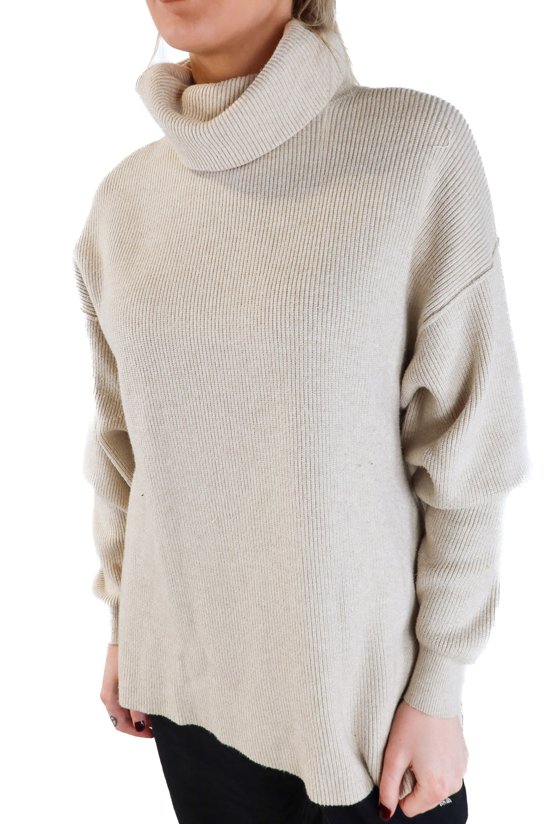 Free People Beige Turtleneck Sweater (S; retail $128)