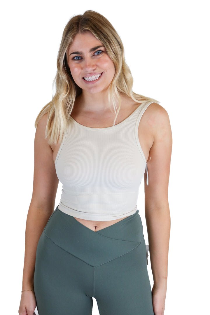 lululemon bone ripped high neck tank (s)*