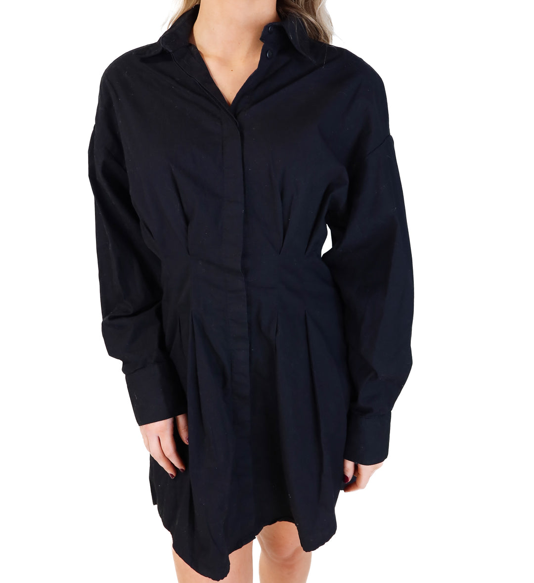 H&M black button up shirt dress (s)