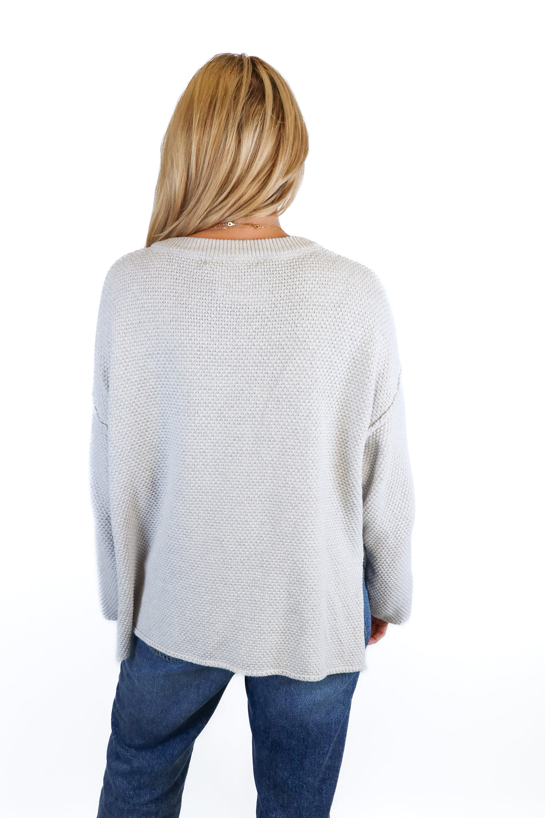 free people beach grey knit sweater (s; retail $78)