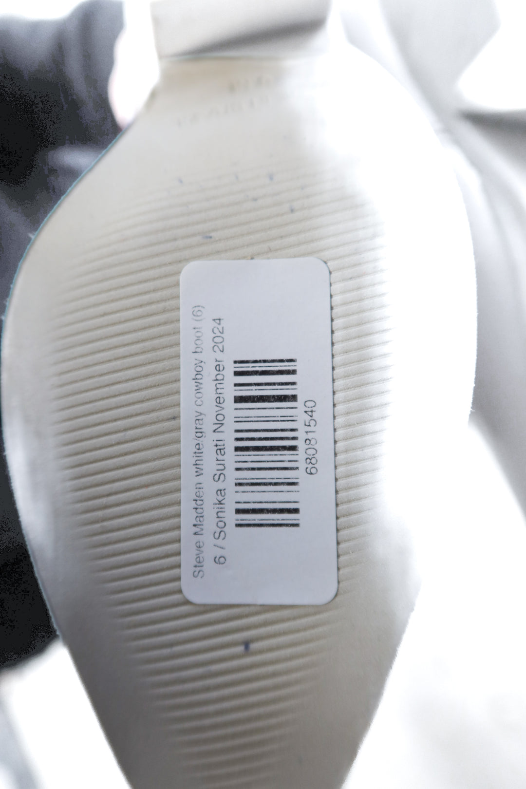 Steve Madden white/gray cowboy boot NWOT (6; retail $189)