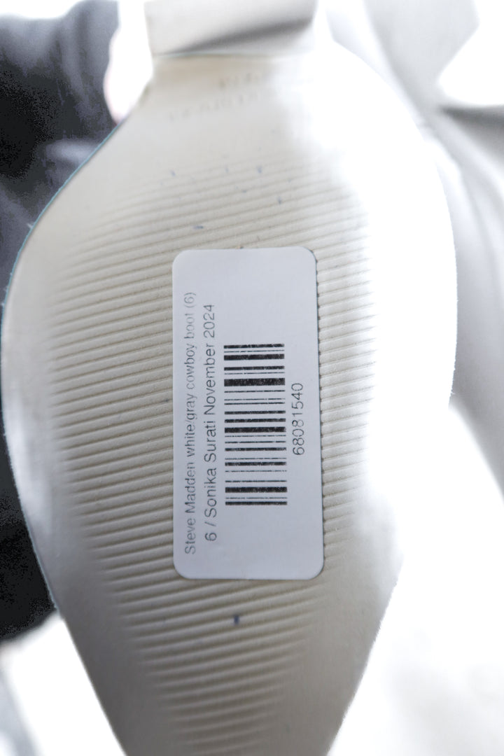 Steve Madden white/gray cowboy boot NWOT (6; retail $189)