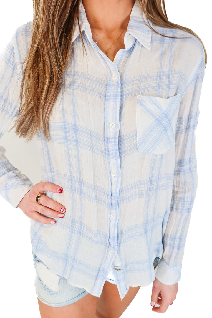 Rails Blue/White Plaid Button Front Blouse (S; retail $225)