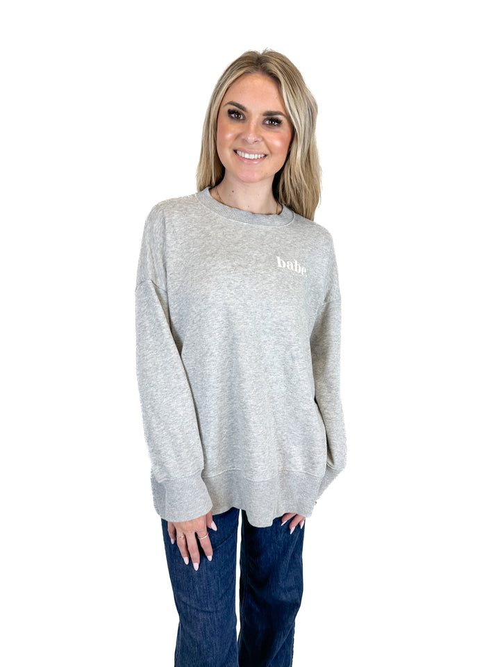 Aerie Heathered Grey Babe Sweatshirt (XS)