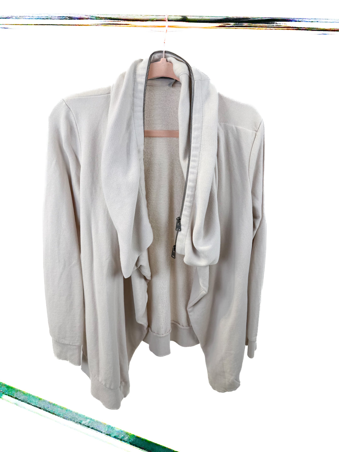 all saints tan zipper detail cardigan (m; retail $229)