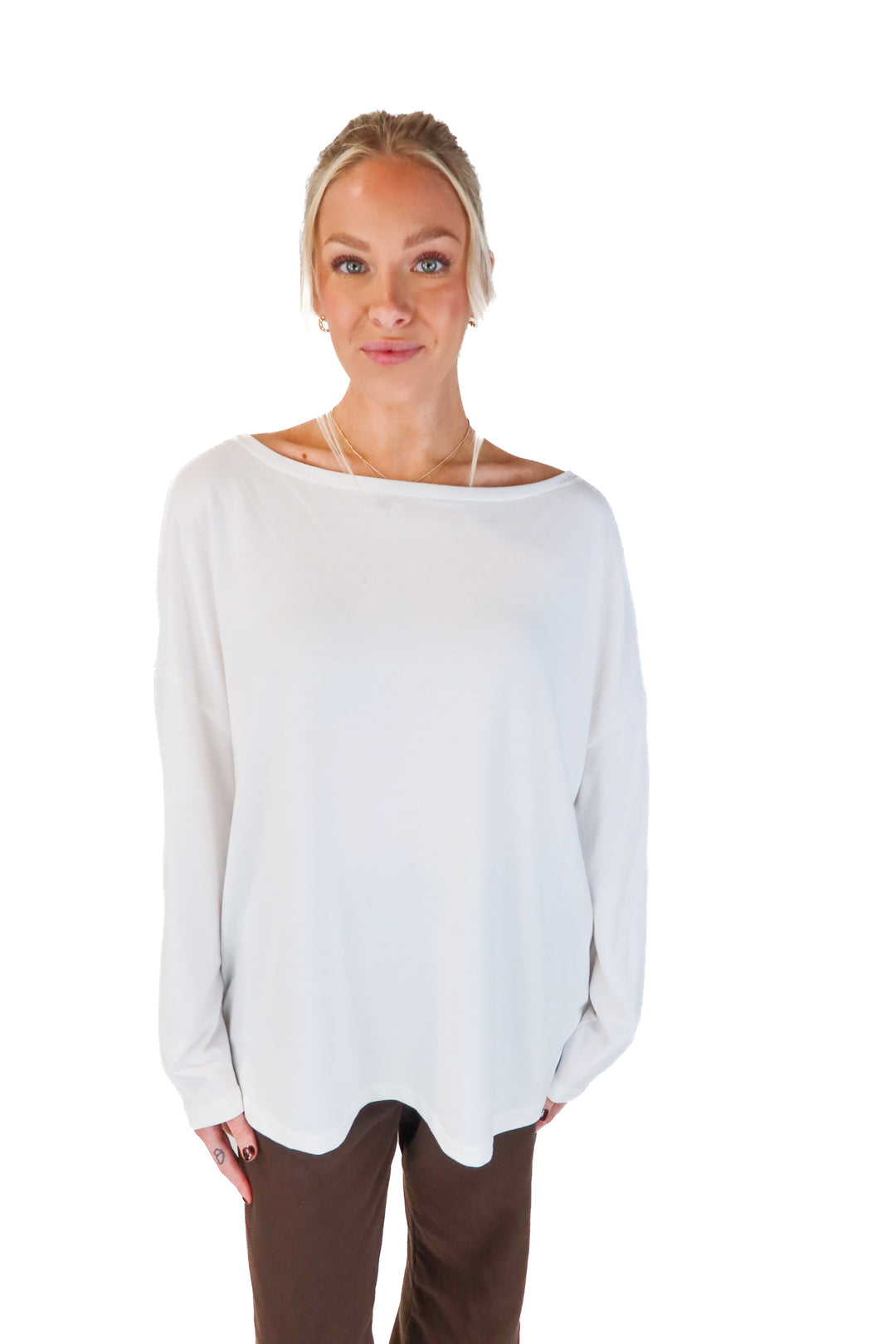 all saints white oversized long sleeve (xs; retail $79)