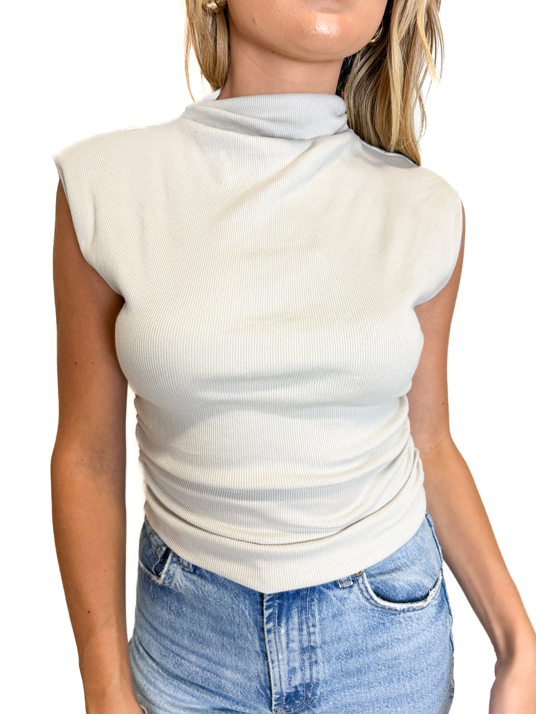 Michael Stars Taupe Mock Neck Top (XS)