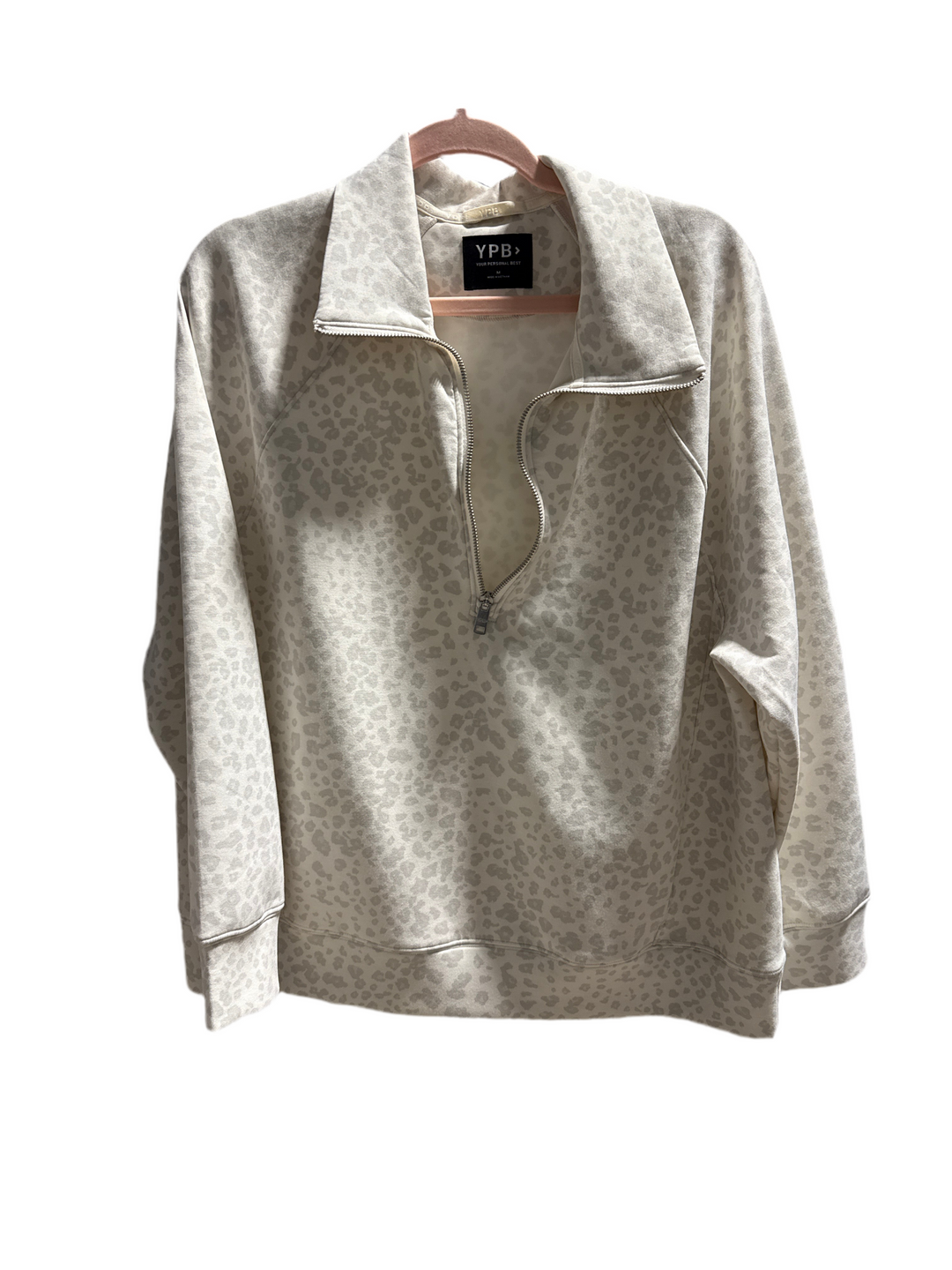 SOLD: YPB leopord quarter zip (M)