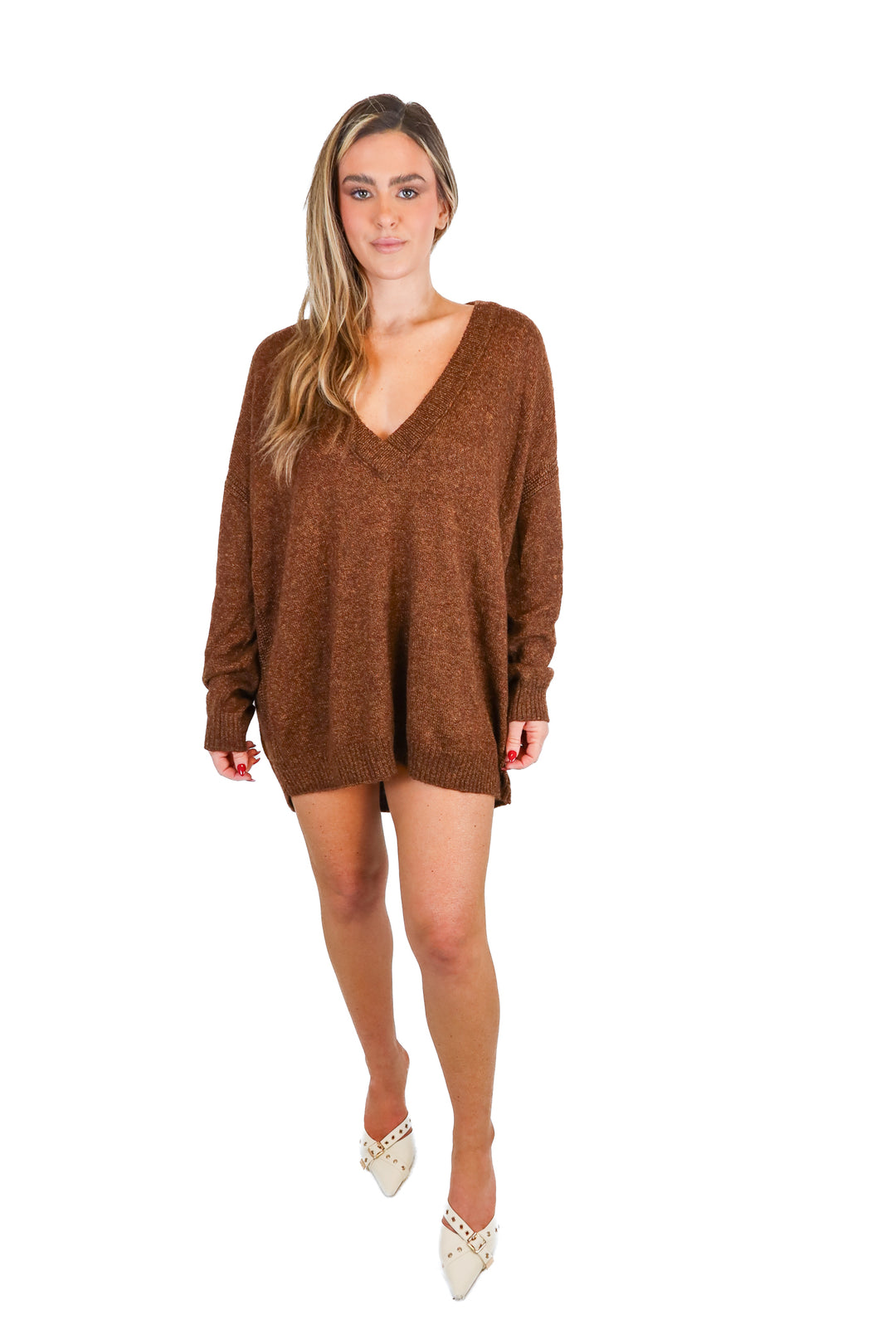 show me your mumu brown sweater dress (s; retail $158)