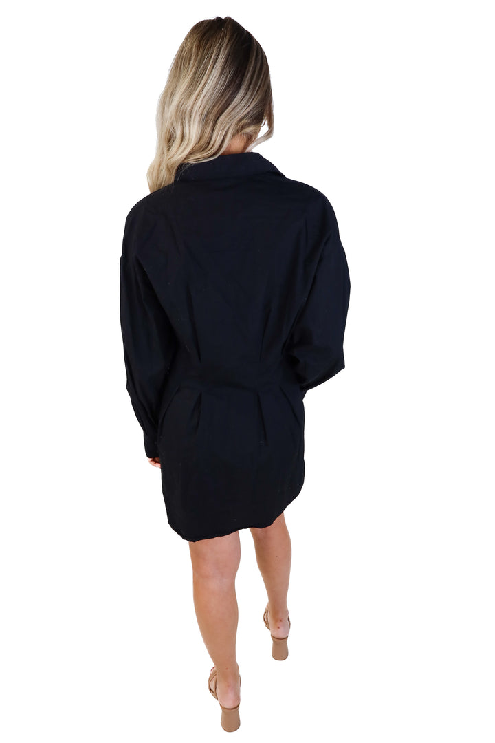 H&M black button up shirt dress (s)