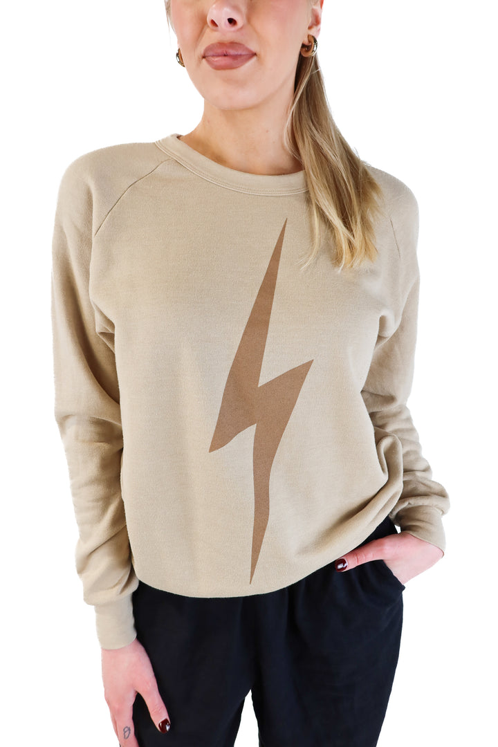 Aviator nation tan crewneck (s; retail $179)