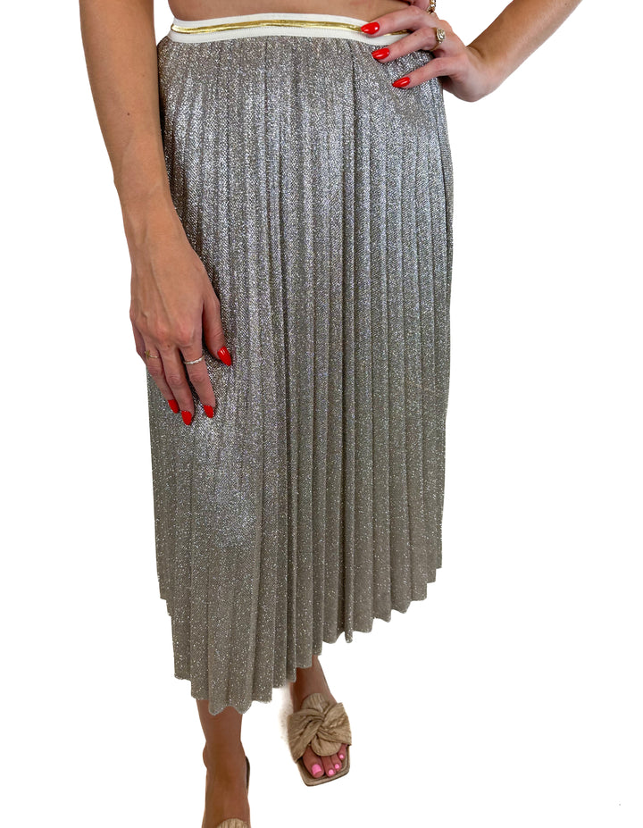 Ontwelfth Silver Metalic Midi-calf Skirt (S)