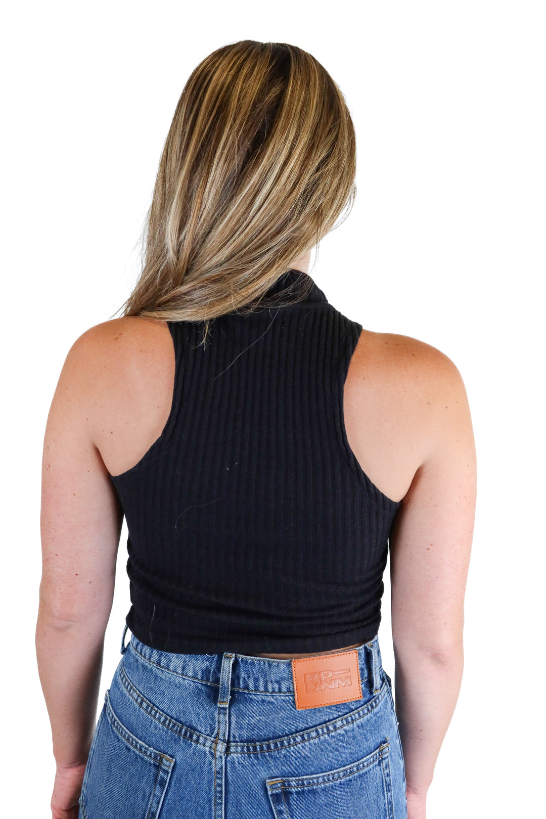 urban outfitters black sleeveless ribbed mockneck top (xs)