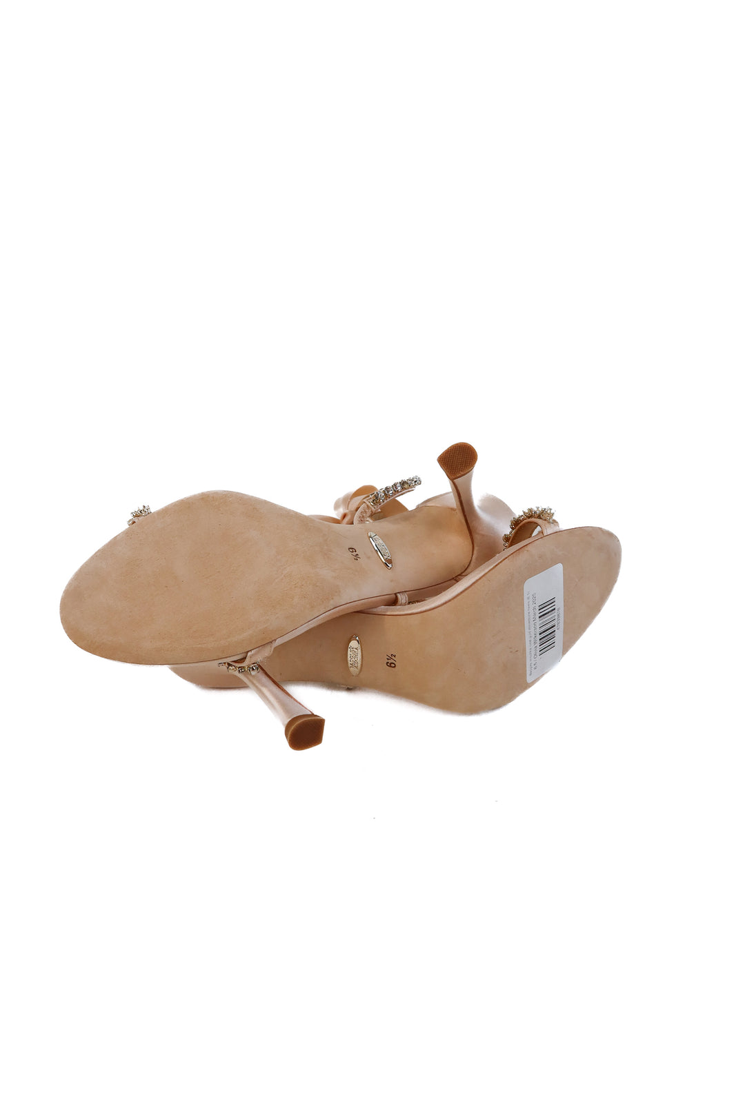 Badgley mischka rose gold satin and crystal heels NWOT (6.5; retail $259)