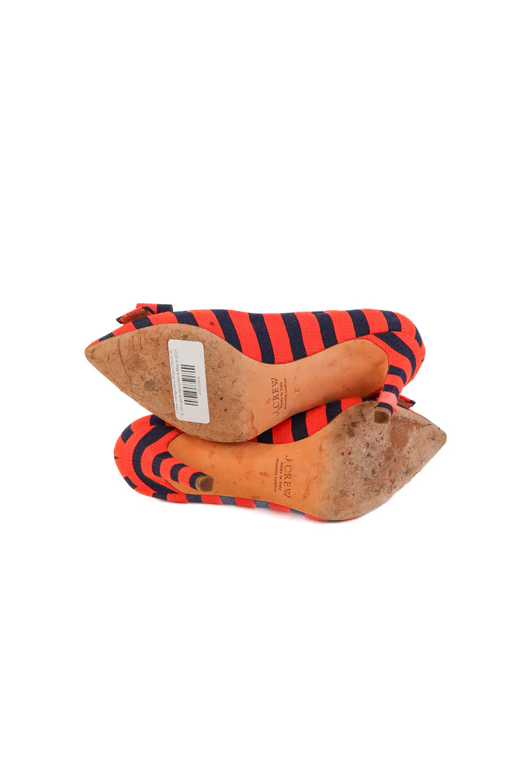 J.crew orange/navy striped heels (8; retails for $298)