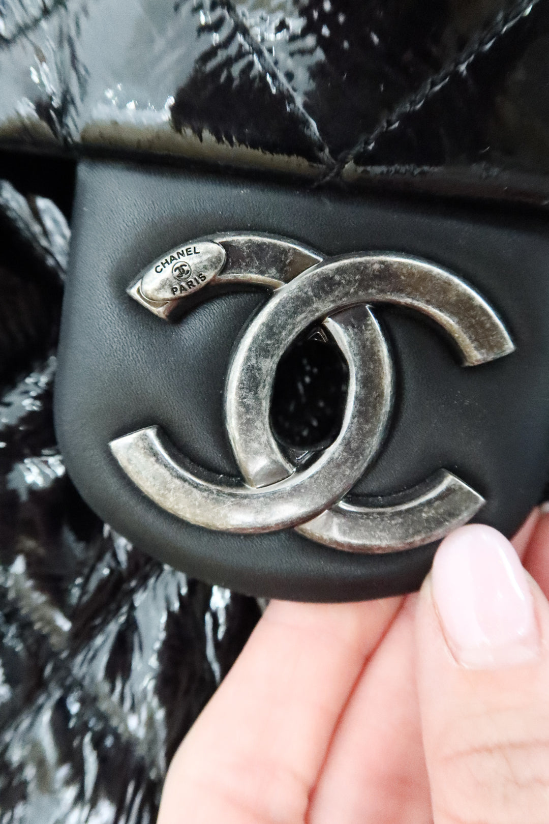 Chanel Patent Quilted Grocery Shopping Trolley Bag