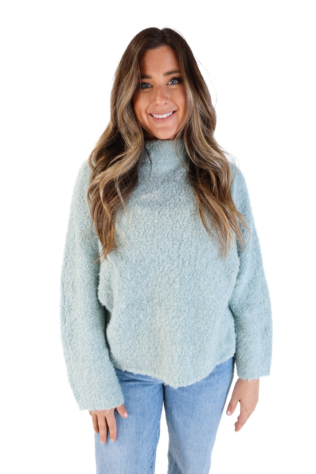 Abercrombie & Fitch blue furry sweater (S/M; retail $60)
